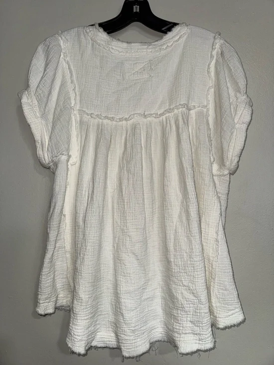 We The Free Cream Gauze Button-Up Puff Sleeve Tunic - Picture 6 of 10